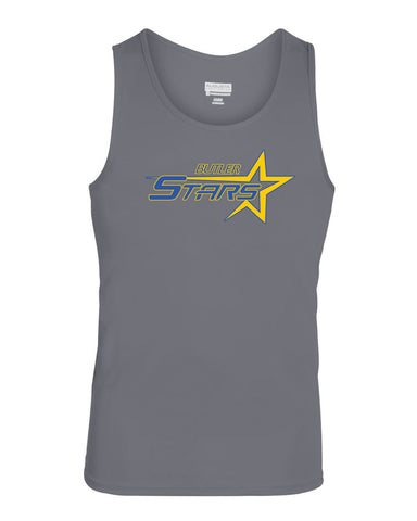 Butler Stars Next Level - Women’s Ideal Colorblocked Racerback Tank - 1534 w/ 2 color Design on Front.