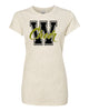 wanaque cheer  glitter crew t-shirt w/ w-cheer design on front.