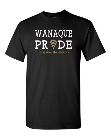WANAQUE School Aurora Multi-Color Spiral Short Sleeve T-Shirt w/ WANAQUE School "W" Logo on Front.