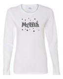 mads white long sleeve t-shirt w/ mads stars design on front.