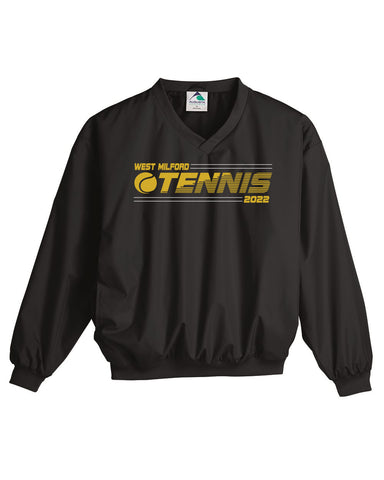 West Milford Girls Tennis Black Cyclone Pinwheel Tie-Dyed T-Shirt - 200CY w/ WM Girls Tennis Design on Front.