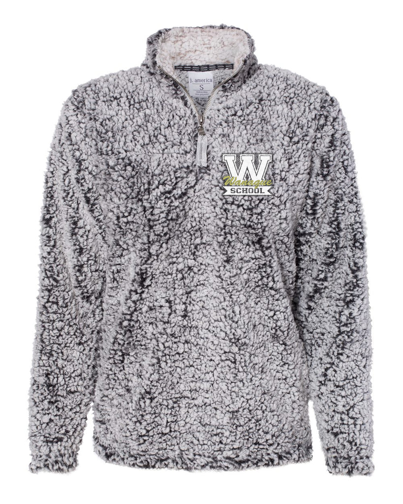 wanaque school ja epic sherpa quarter-zip pullover - 8462 w/ wanaque school "w" logo embroidered on front.