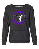 twisters black women’s glitter french terry sweatshirt - 8867 w/ 2 color circle design on front.