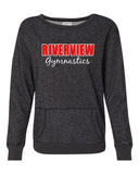 riverview gymnastics black women’s glitter french terry sweatshirt - 8867 w/ 2 color design on front.