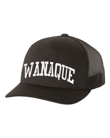 WANAQUE  Black Short Sleeve Tee w/ WANAQUE School "Text" in Spangle on Front & "Indian" Logo on Back. STYLE #3