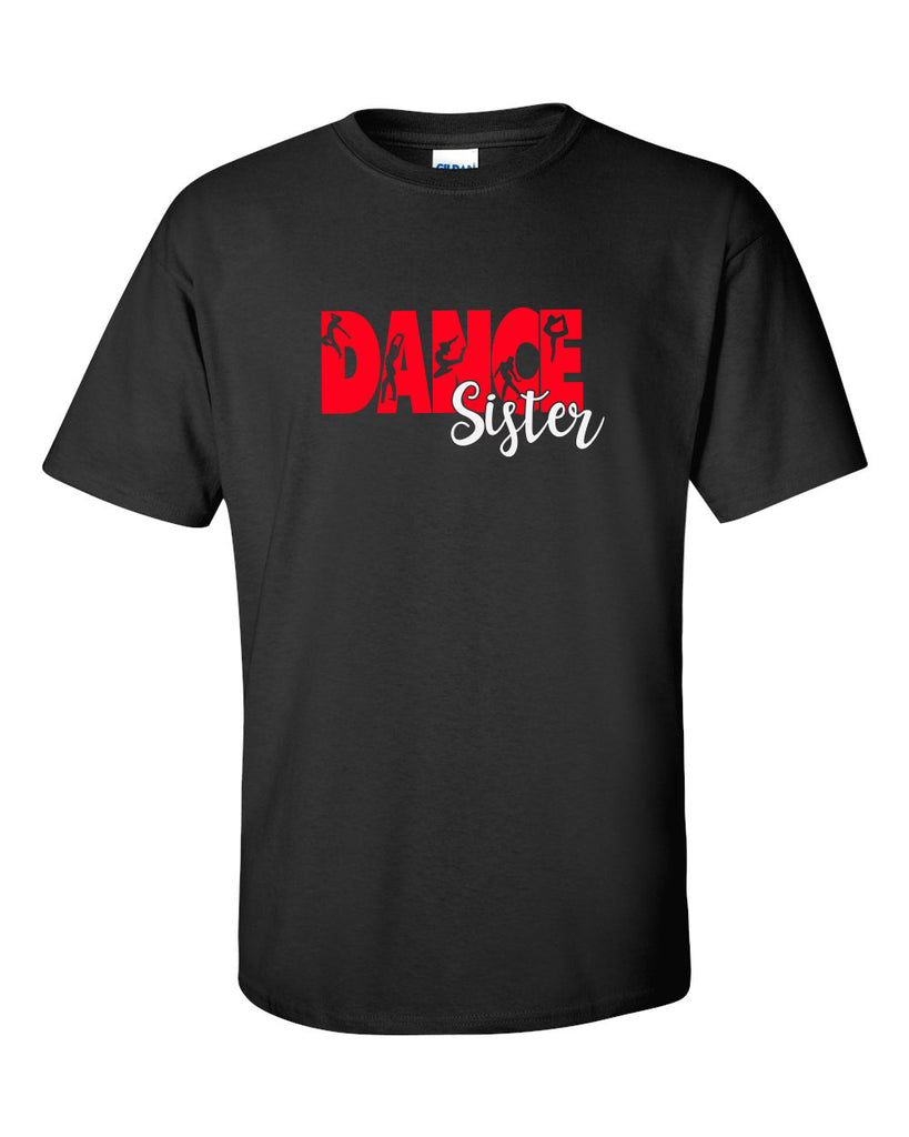 tdc - black short sleeve tee w/ dance sister on front.