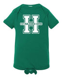 hopatcong short sleeve infant fine jersey bodysuit w/ large front logo graphic transfer design shirt