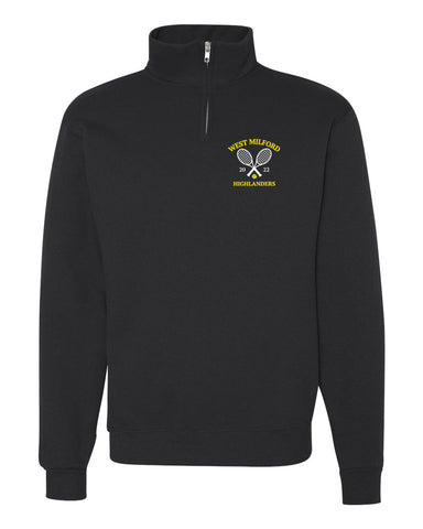 WM Milford Tennis Black JERZEES - Nublend® Cadet Collar Quarter-Zip Sweatshirt - 995MR w/ WM Tennis 2022 Logo on Front.