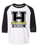haskell school three-quarter raglan sleeve baseball t-shirt w/ haskell school 