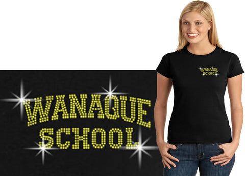 WANAQUE School Heavy Cotton Black Short Sleeve Tee w/ WANAQUE School Indian Logo on Front.