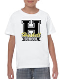 haskell school heavy cotton white short sleeve tee w/ large haskell school 