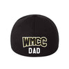 wmcc black flexfit dad hat w/ logs front & back.