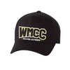 wmcc black flexfit dad hat w/ logs front & back.